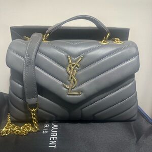 Saint Laurent Gray Chevron Shoulder Bag